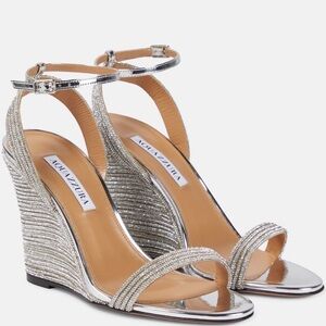 Aquazzura Wow Crystal Wedge Sandals